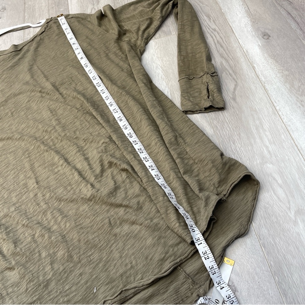 Free People Tshirt arden tee long sleeve tunic womens Green (large) casual boho - Picture 7 of 7